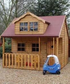 10' x 10' Traditional Swiss Cottage 2 Storey Kids Playhouse With Veranda