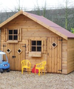 5' x 10' Traditional 2 Storey Kids Wooden Playhouse with Garage (1.51x3.05m)