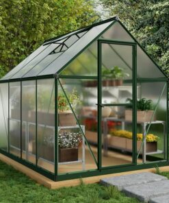 6' x 8' Palram Canopia Mythos Walk In Green Polycarbonate Greenhouse (1.85m x 2.47m)