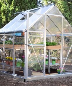 6'x6' Palram Canopia Hybrid Small Silver Polycarbonate Greenhouse (1.8x1.8m)