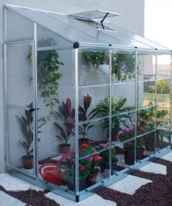 8'x4' Palram Canopia Hybrid Silver Lean To Wall Walk In Greenhouse (2.4x1.22m)