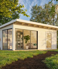 Palmako Andrea 6.4m x 4m Contemporary Log Cabin Sliding Doors (44mm)