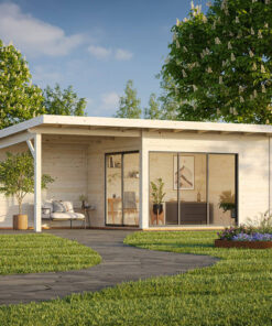 Palmako Andrea 7.2m x 4m Contemporary Log Cabin with Gazebo Sliding Doors (44mm)