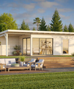 Palmako Andrea 9.2m x 4m Contemporary Log Cabin with Gazebo Sliding Doors (44mm)