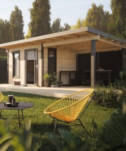Palmako Grace 6m x 3.9m Pent Log Cabin with Gazebo (56mm)