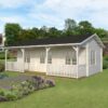Palmako Sandra 7.5m x 4.8m Log Cabin Summer House with 44mm Nordic Spruce Walls and Veranda