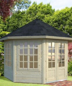 Palmako Veronica 3.4m x 3.4m Octagonal Summer House Log Cabin (34mm) - 4 Windows