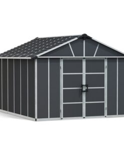 11' x 13.1' Palram Canopia Yukon Premium Dark Grey Skylight Plastic Shed with WPC Floor (3.32m x 3.93m)