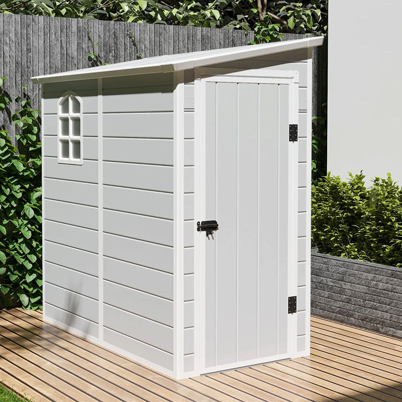 4' x 6' Jasmine Lean To Pent Plastic Shed - Light Grey (1.09m x 1.92m)