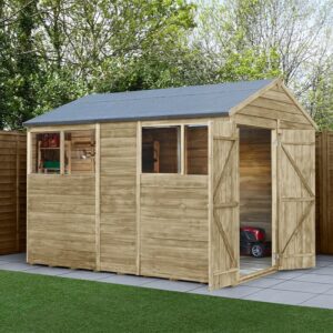 Overlapping timber shed with window for natural light
