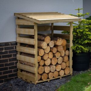 3'2 x 2'8 Forest Pent Garden shed with integrated log store