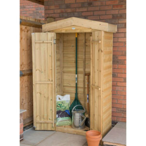 3'7 x 1'8 Shed interior with organised garden tools