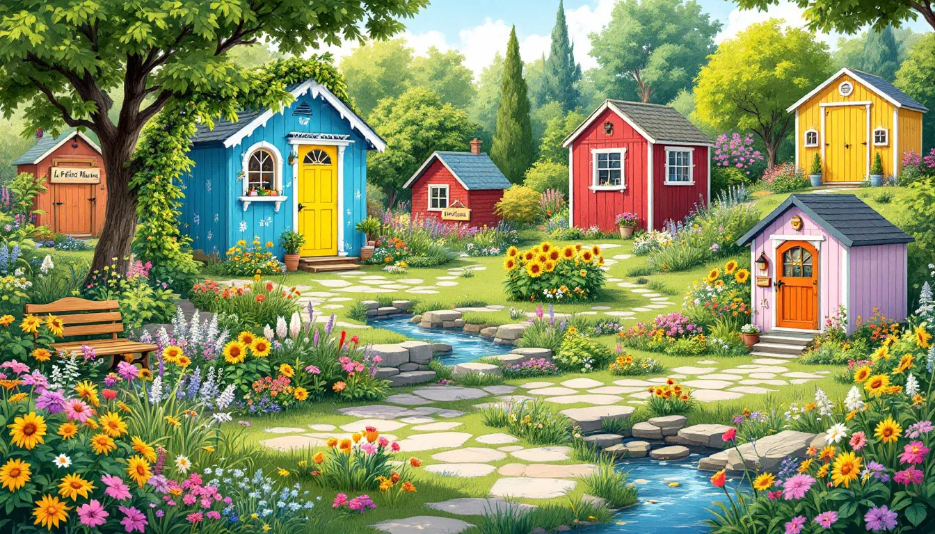 Various paint options displayed for garden buildings.