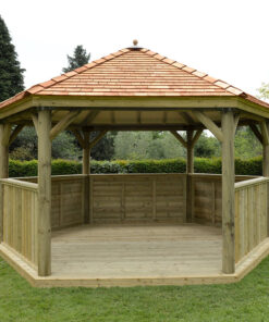 15'x13' (4.7x4m) Luxury Wooden Garden Gazebo with New England Cedar Roof - Seats up to 19 people