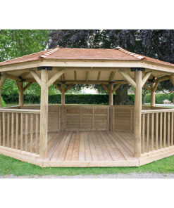 17'x12' (5.1x3.6m) Premium Oval Wooden Garden Gazebo with New England Cedar Roof - Seats up to 22 people
