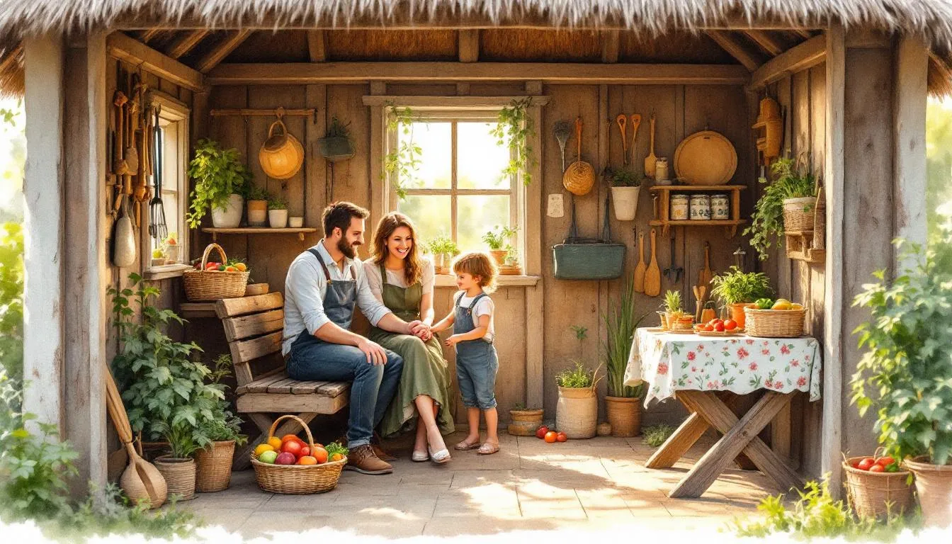 A family enjoying the benefits of a pent shed.