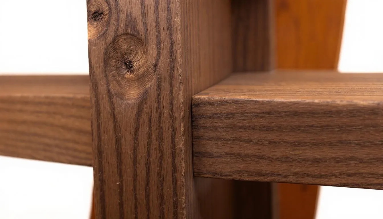 In this close-up view, the interlocking joint system of tongue and groove timber construction is prominently displayed, showcasing the sturdy construction ideal for wooden garages and workshop buildings. The precision of the joints highlights the quality timber used, emphasizing the aesthetic appeal and durability of timber garage kits.