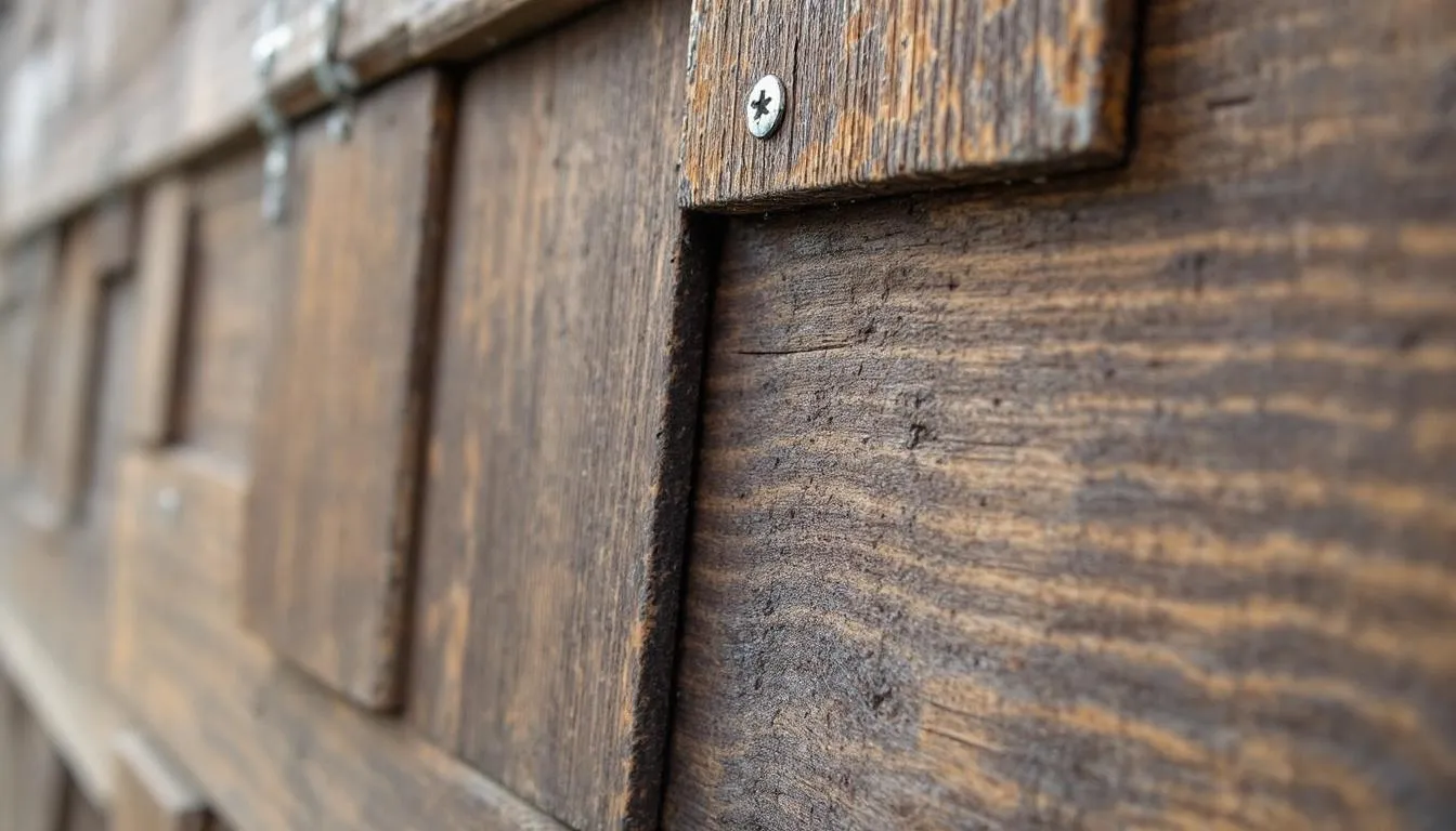 A close-up view of treated timber construction features tongue and groove cladding, showcasing the sturdy design and galvanized hardware. This detail highlights the quality materials used in building a storage shed or greenhouse shed, perfect for gardeners looking to create a dedicated space for growing plants and storing gardening tools.