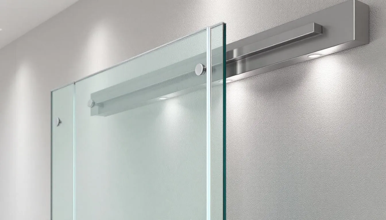 The image shows a close-up view of a Zero Threshold sliding door system, highlighting its smooth sliding mechanism designed for easy access in modern greenhouses. This door features a robust design that complements the Halls Burford greenhouse, enhancing both functionality and aesthetics.