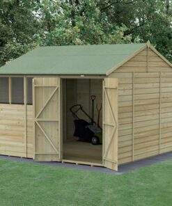 10' x 10' Forest Beckwood 25yr Guarantee Shiplap Pressure Treated Double Door Reverse Apex Wooden Shed (3.21m x 3.01m)