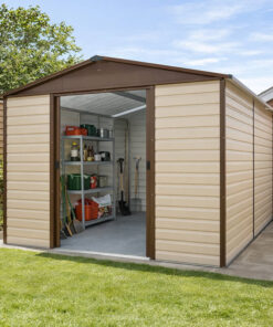 10' x 12' Yardmaster Shiplap Apex Metal Shed Brown Finish (3.03m x 3.78m)