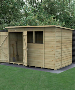 10' x 6' Forest Beckwood 25yr Guarantee Shiplap Pressure Treated Double Door Pent Wooden Shed (3.11m x 2.05m)
