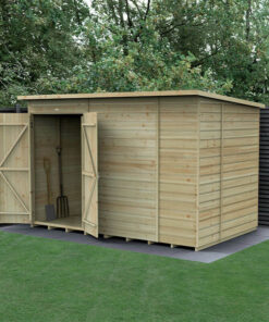 10' x 6' Forest Beckwood 25yr Guarantee Shiplap Pressure Treated Windowless Double Door Pent Wooden Shed (3.11m x 2.05m)