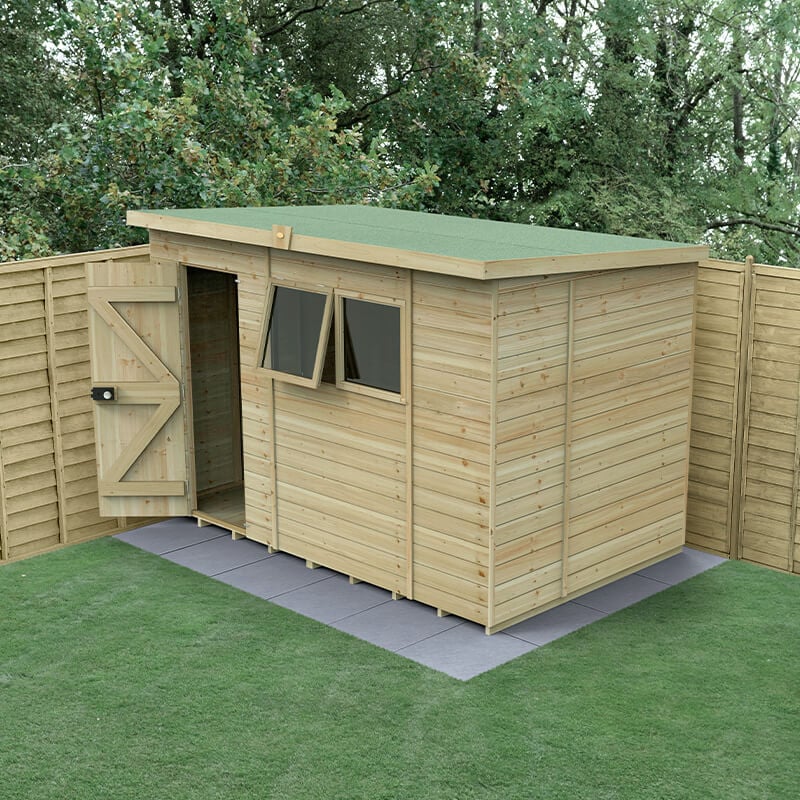 10' x 6' Forest Timberdale 25yr Guarantee Tongue & Groove Pressure Treated Pent Shed (3.07m x 2.02m)