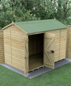 10' x 6' Forest Timberdale 25yr Guarantee Tongue & Groove Pressure Treated Windowless Double Door Reverse Apex Shed (3.05m x 2.03m)