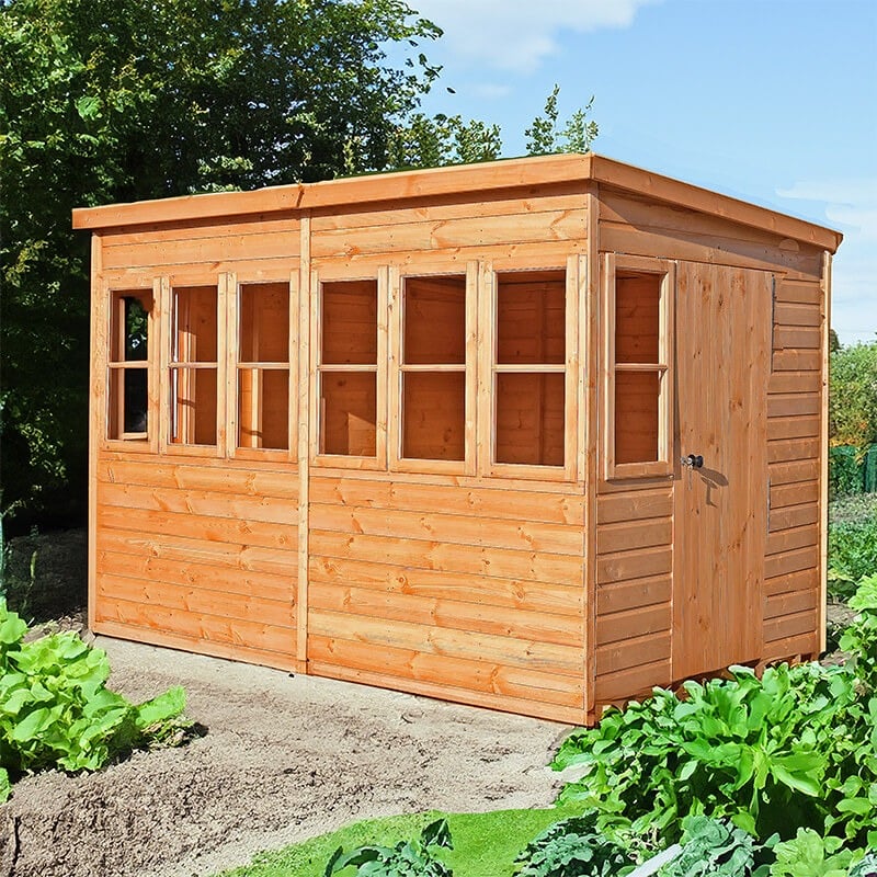 10' x 6' Shire Sun Pent Wooden Garden Potting Shed (3.22m x 1.94m)