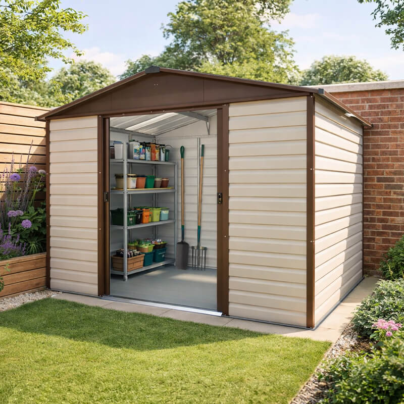10' x 6' Yardmaster Shiplap Apex Metal Shed Brown Finish (3.03m x 1.97m)