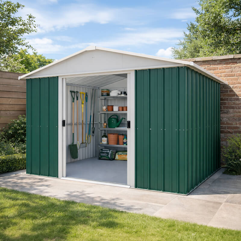 10' x 8' Yardmaster Green Apex Metal Shed (3.03m x 2.37m)