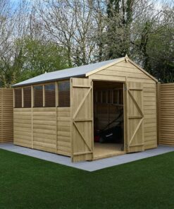 12' x 8' Forest Beckwood 25yr Guarantee Shiplap Pressure Treated Double Door Apex Wooden Shed (3.6m x 2.61m)