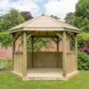 12'x10' (3.6x3.1m) Luxury Wooden Garden Gazebo with Traditional Timber Roof - Seats up to 10 people