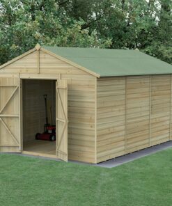 15' x 10' Forest Beckwood 25yr Guarantee Shiplap Pressure Treated Windowless Double Door Apex Wooden Shed (4.48m x 3.21m)