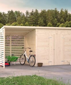16' x 6' Palmako Leif Heavy Duty Pent Wooden Shed with Bike Shelter (4.7m x 1.9m)