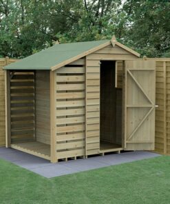 6' x 4' Forest 4Life 25yr Guarantee Overlap Pressure Treated Apex Wooden Shed with Logstore (1.88m x 2m)