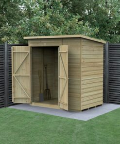 6' x 4' Forest Beckwood 25yr Guarantee Shiplap Pressure Treated Windowless Double Door Pent Wooden Shed (1.98m x 1.4m)