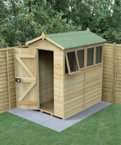 6' x 4' Forest Timberdale 25yr Guarantee Tongue & Groove Pressure Treated Apex Shed - 4 Windows (1.93m x 1.37m)