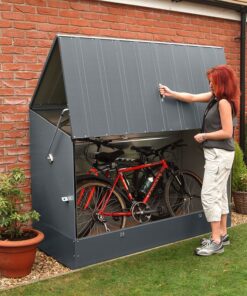6'4 x 2'9 Trimetals Ramped Metal Bike Shed - Anthracite 1.96m x 0.89m