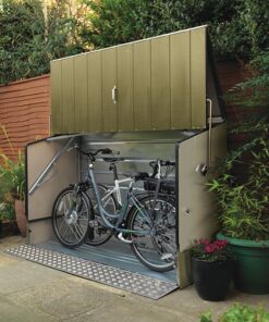 6'4 x 2'9 Trimetals Ramped Metal Bike Shed - Green (1.95m x 0.88m)