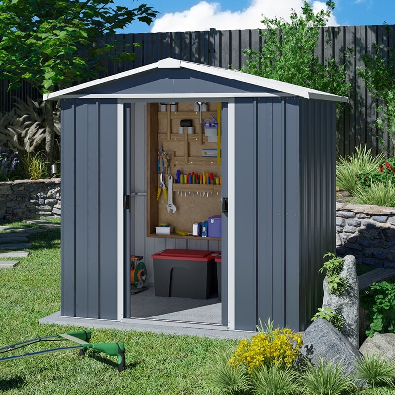 6'8 x 4'6 Yardmaster Castleton Anthracite Apex Metal Shed (2.02m x 1.37m)