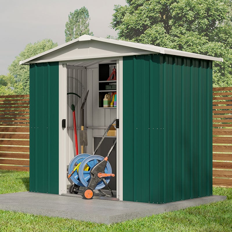 6'8 x 4'6 Yardmaster Green Apex Metal Shed (2.02m x 1.37m)