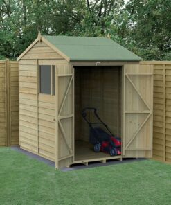 7' x 5' Forest 4Life 25yr Guarantee Overlap Pressure Treated Double Door Reverse Apex Wooden Shed (2.28m x 1.53m)