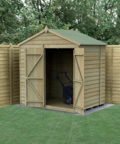 7' x 5' Forest 4Life 25yr Guarantee Overlap Pressure Treated Windowless Double Door Apex Wooden Shed (2.28m x 1.53m)