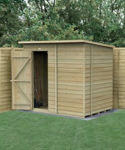 7' x 5' Forest 4Life 25yr Guarantee Overlap Pressure Treated Windowless Pent Wooden Shed (2.26m x 1.7m)