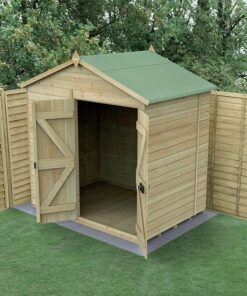 7' x 5' Forest Timberdale 25yr Guarantee Tongue & Groove Pressure Treated Windowless Double Door Apex Shed (2.33m x 1.58m)