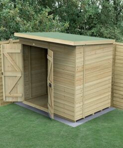 7' x 5' Forest Timberdale 25yr Guarantee Tongue & Groove Pressure Treated Windowless Double Door Pent Shed (2.24m x 1.67m)