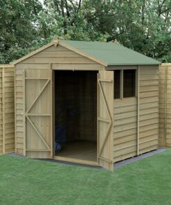 7' x 7' Forest 4Life 25yr Guarantee Overlap Pressure Treated Double Door Apex Wooden Shed (2.28m x 2.12m)