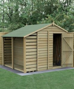 8' x 6' Forest 4Life 25yr Guarantee Overlap Pressure Treated Windowless Apex Wooden Shed with Logstore (2.42m x 2.64m)